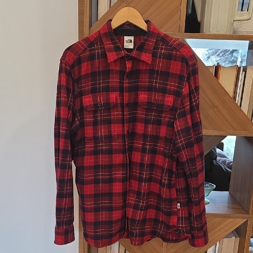 The North Face Men's Red and Black Plaid Shirt Jacket